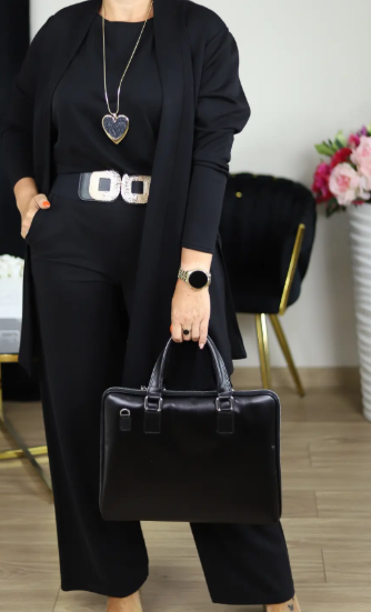 Ensemble cardigan long, haut et pantalon 3 pièces élégant