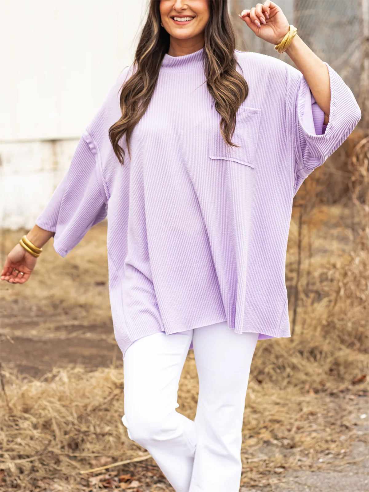 Oversize High Neck Urban Ribbed Tunic (Buy 2 Free Shipping)