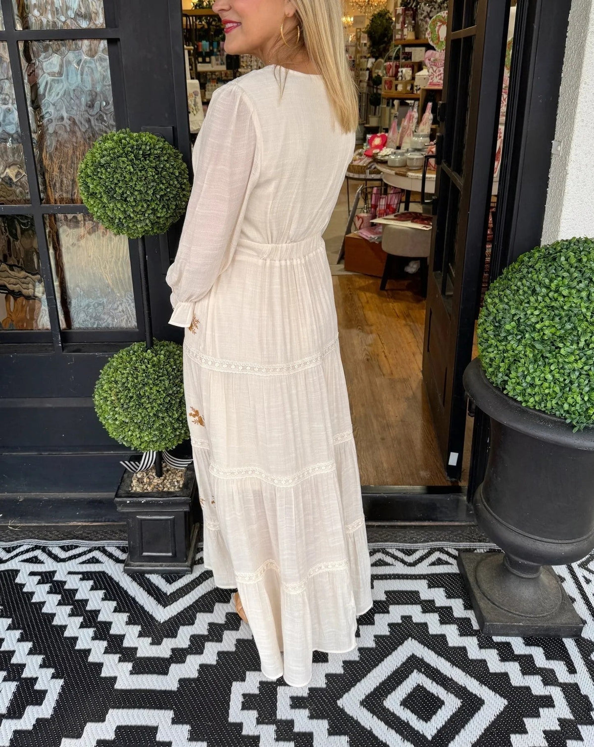 Robe longue brodée florale col en V pour femme (achetez-en 2, livraison gratuite)