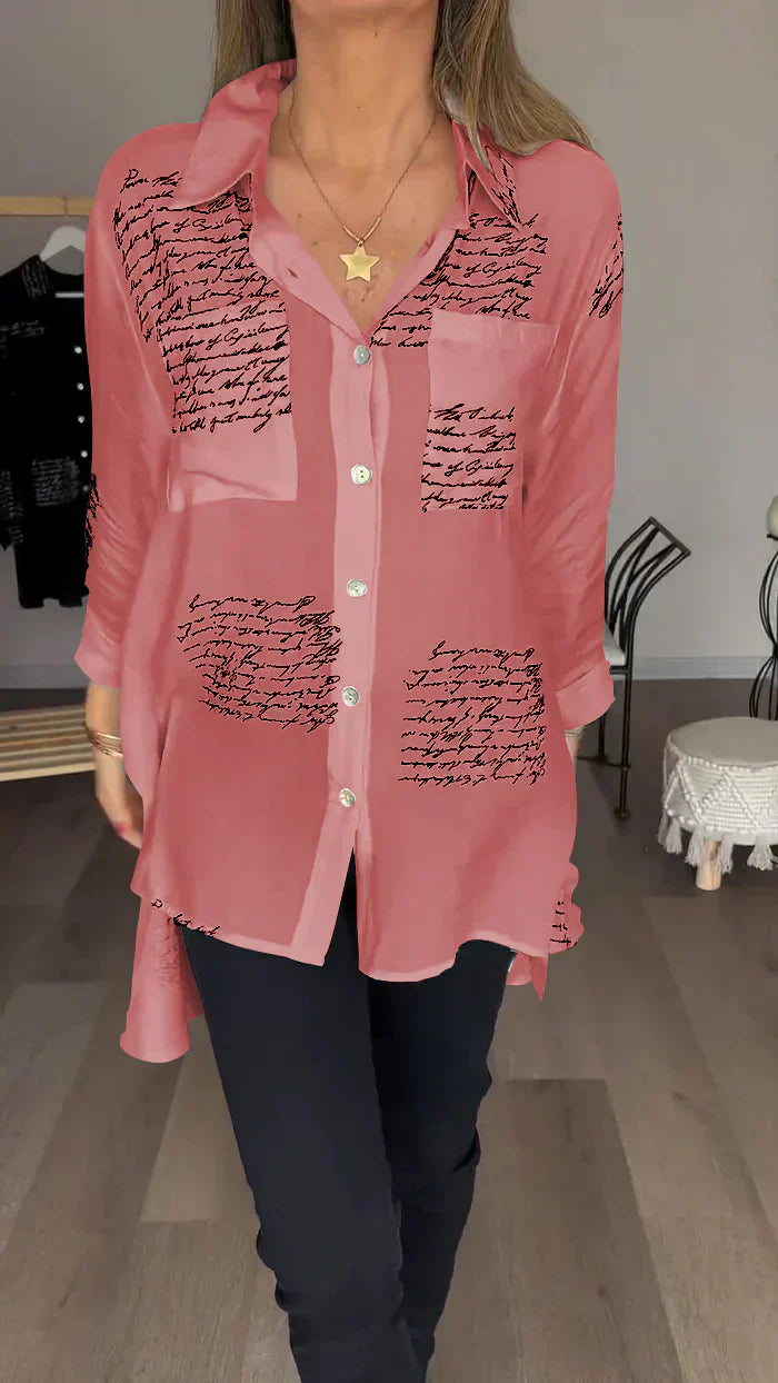 Nouvelle Chemise à Revers Imprimé Lettres Tendance (Achetez 2, Livraison Gratuite)