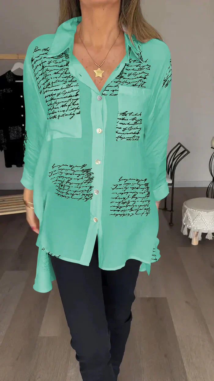 Nouvelle Chemise à Revers Imprimé Lettres Tendance (Achetez 2, Livraison Gratuite)