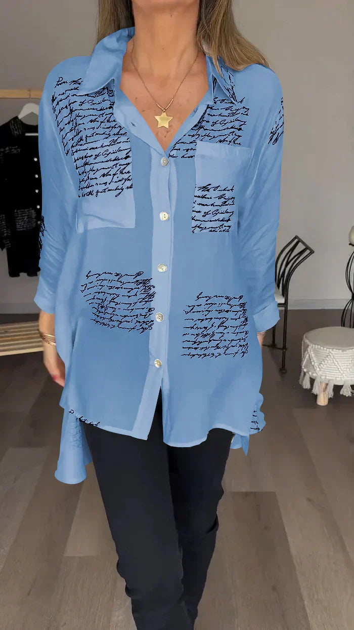 Nouvelle Chemise à Revers Imprimé Lettres Tendance (Achetez 2, Livraison Gratuite)