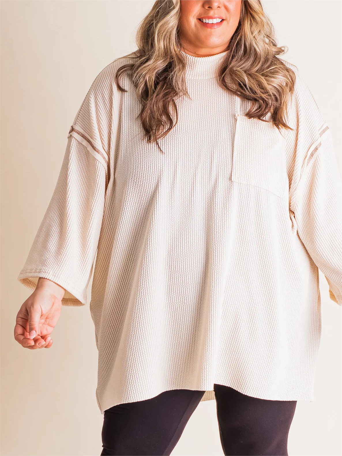 Oversize High Neck Urban Ribbed Tunic (Buy 2 Free Shipping)