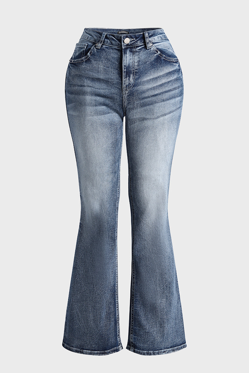 Jeans taille basse style années 90, broderie vintage sur les poches