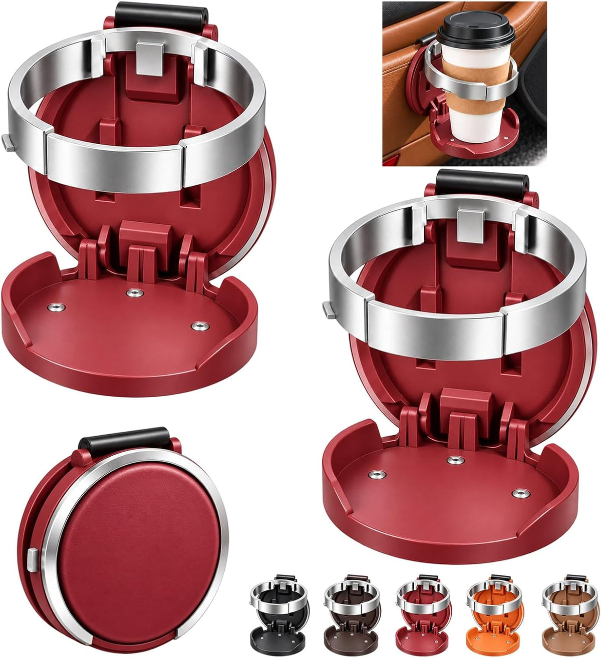 Foldable Car Cup Holder with Hook Universal Car Door Cup Holder