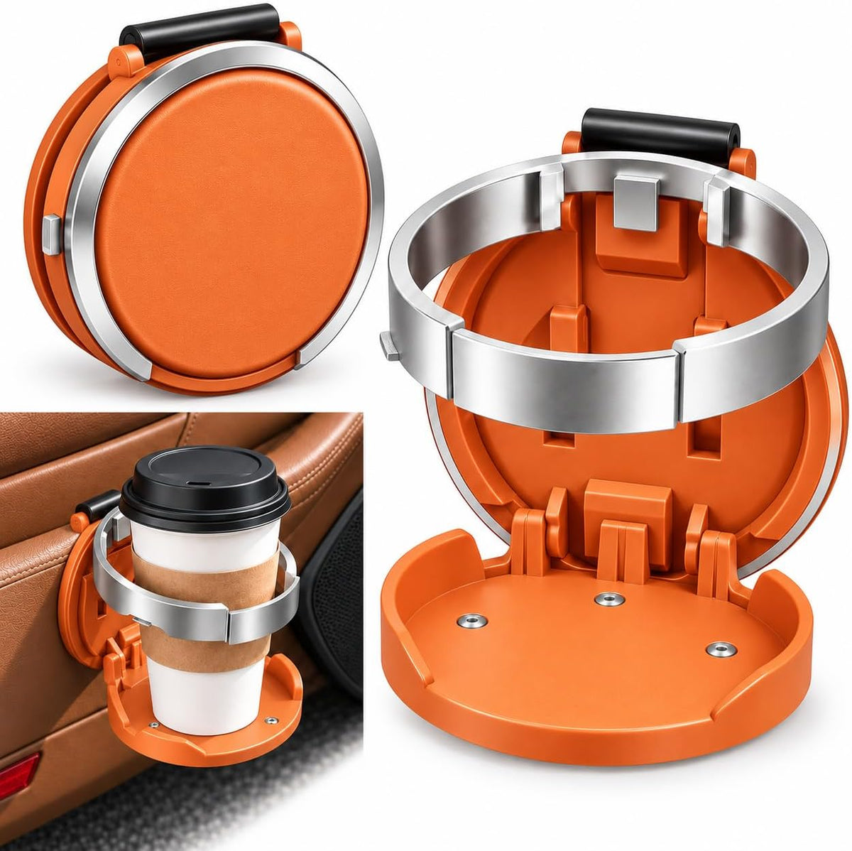 Foldable Car Cup Holder with Hook Universal Car Door Cup Holder