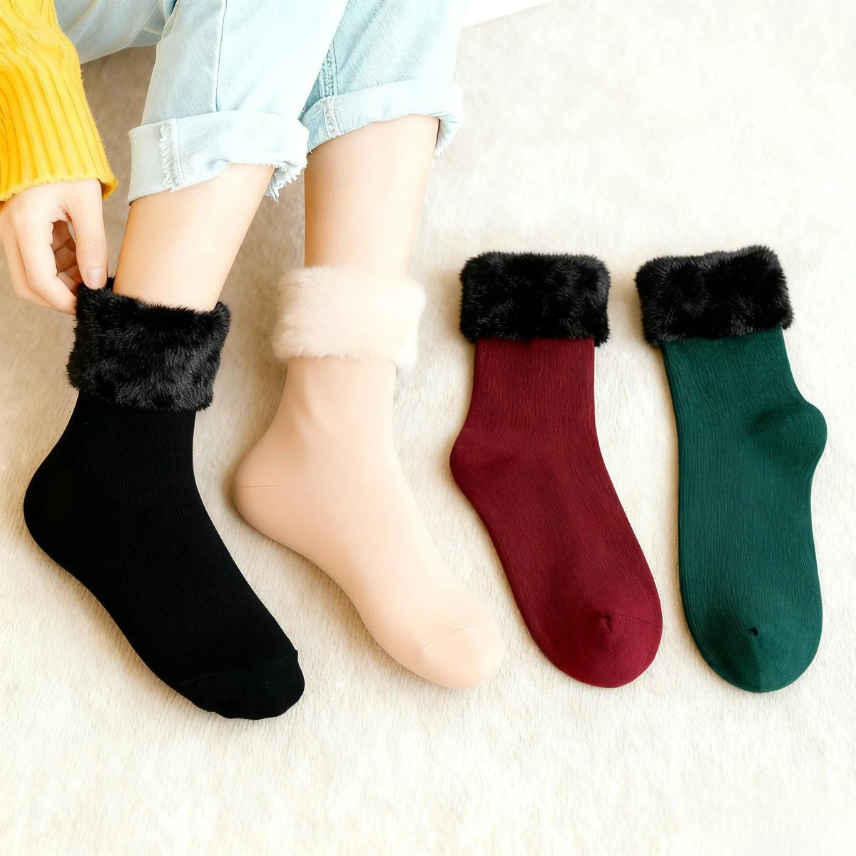 Women's Fleece-Lined Thermal Socks – Cozy Winter Socks (5 Pairs)