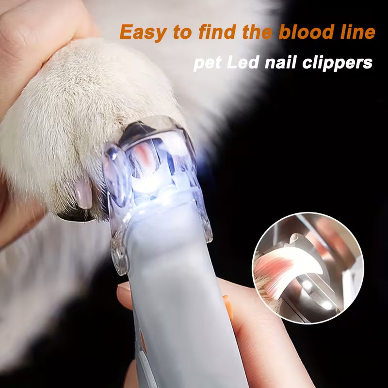 Coupe-griffes pour animaux avec lumière LED, ciseaux à griffes pour chien et chat avec manche antidérapant en acier inoxydable, coupe-griffes anti-saignement pour outils de nettoyage et de toilettage des animaux de compagnie