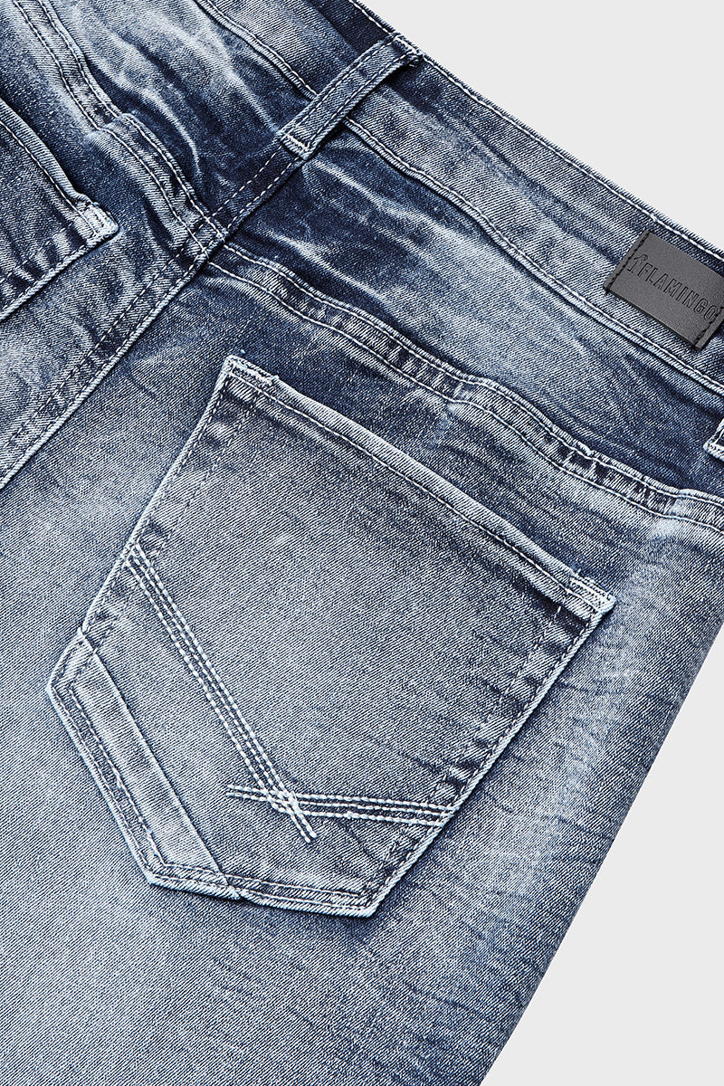 Jeans taille basse style années 90, broderie vintage sur les poches