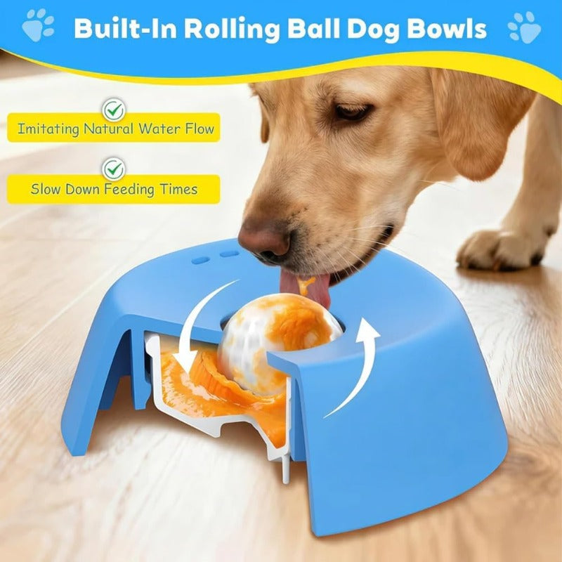 Beruhigende Schleckschale für Hunde mit Ball – Rutschfester Anti-Schling-Napf