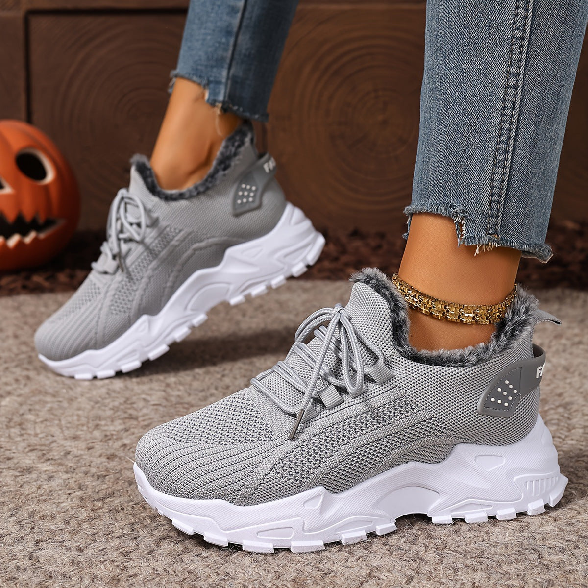 Women's Fleece-Lined Winter Sneakers – Warm Slip-On Walking Shoes