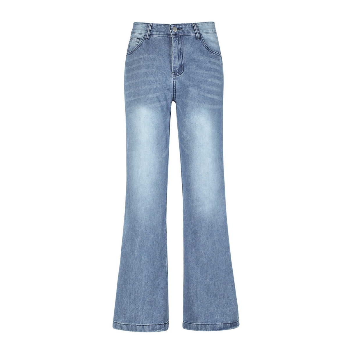 High-Waist Weite Jeans mit langem Bein