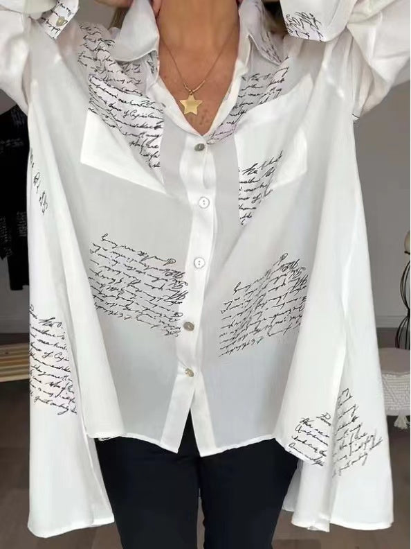 Nouvelle Chemise à Revers Imprimé Lettres Tendance (Achetez 2, Livraison Gratuite)