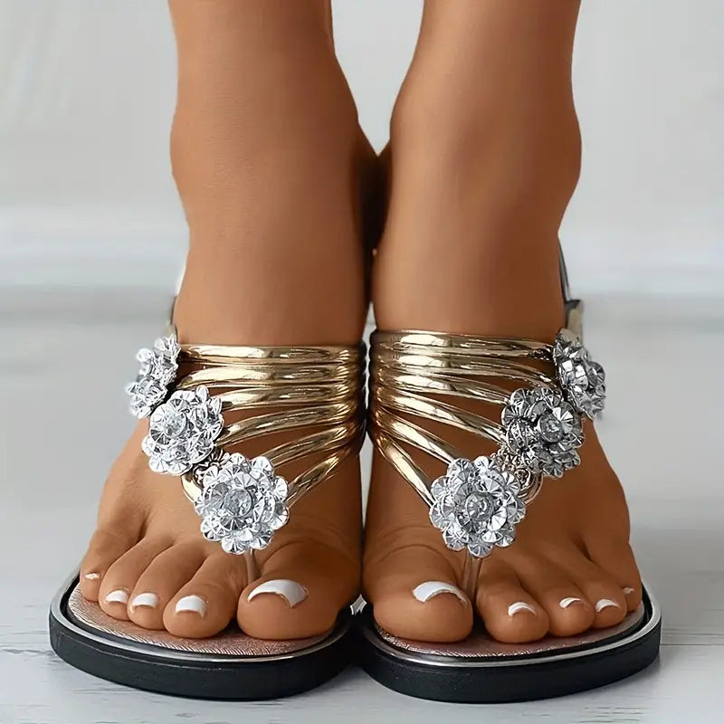 Women's Floral Flat Fashionable Open Toe Non Slip Flip Flops