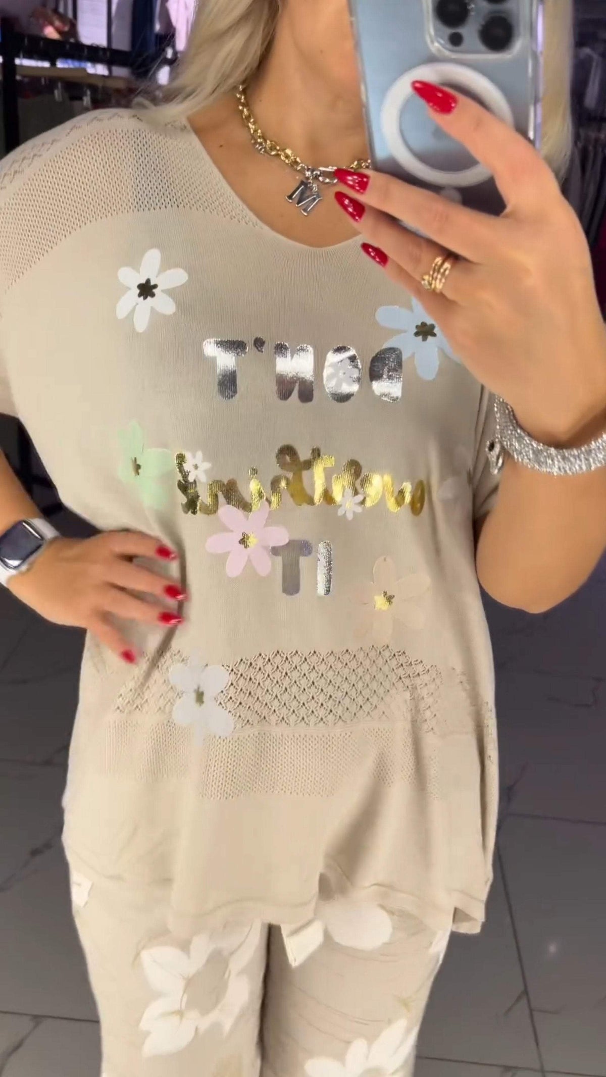 Ensemble deux pièces haut en dentelle et pantalon décontracté à fleurs