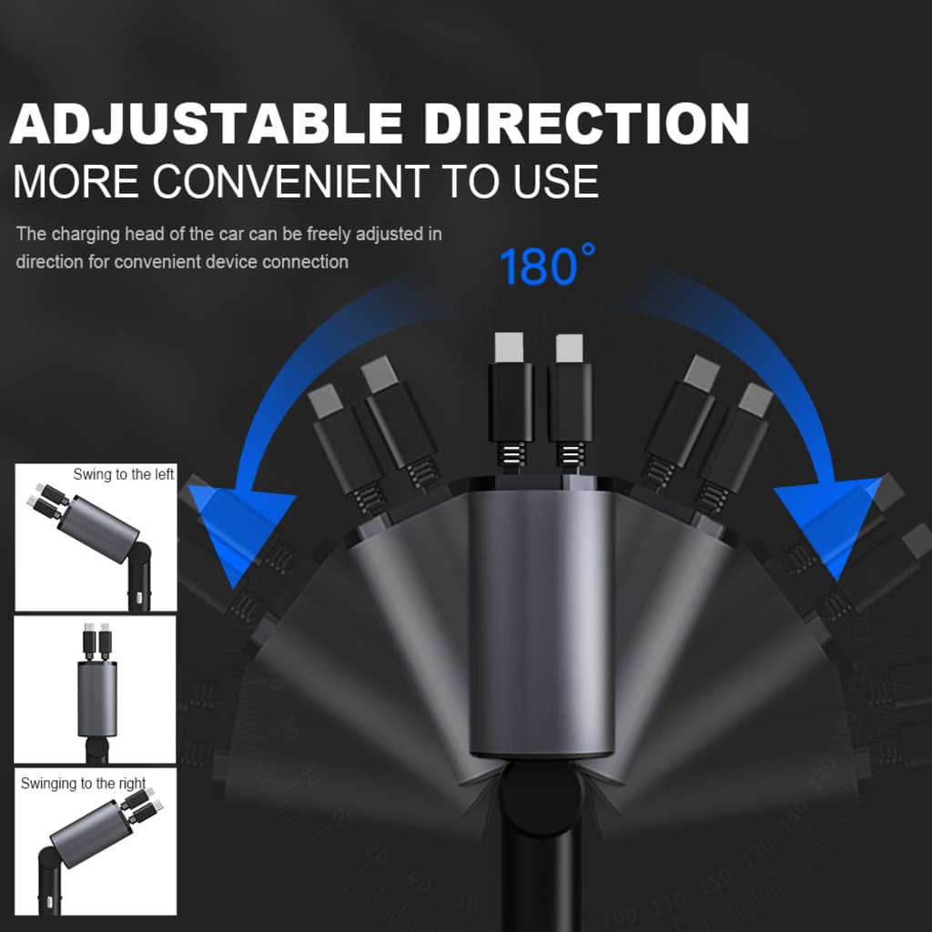 Chargeur de voiture rétractable pour voiture rapide
