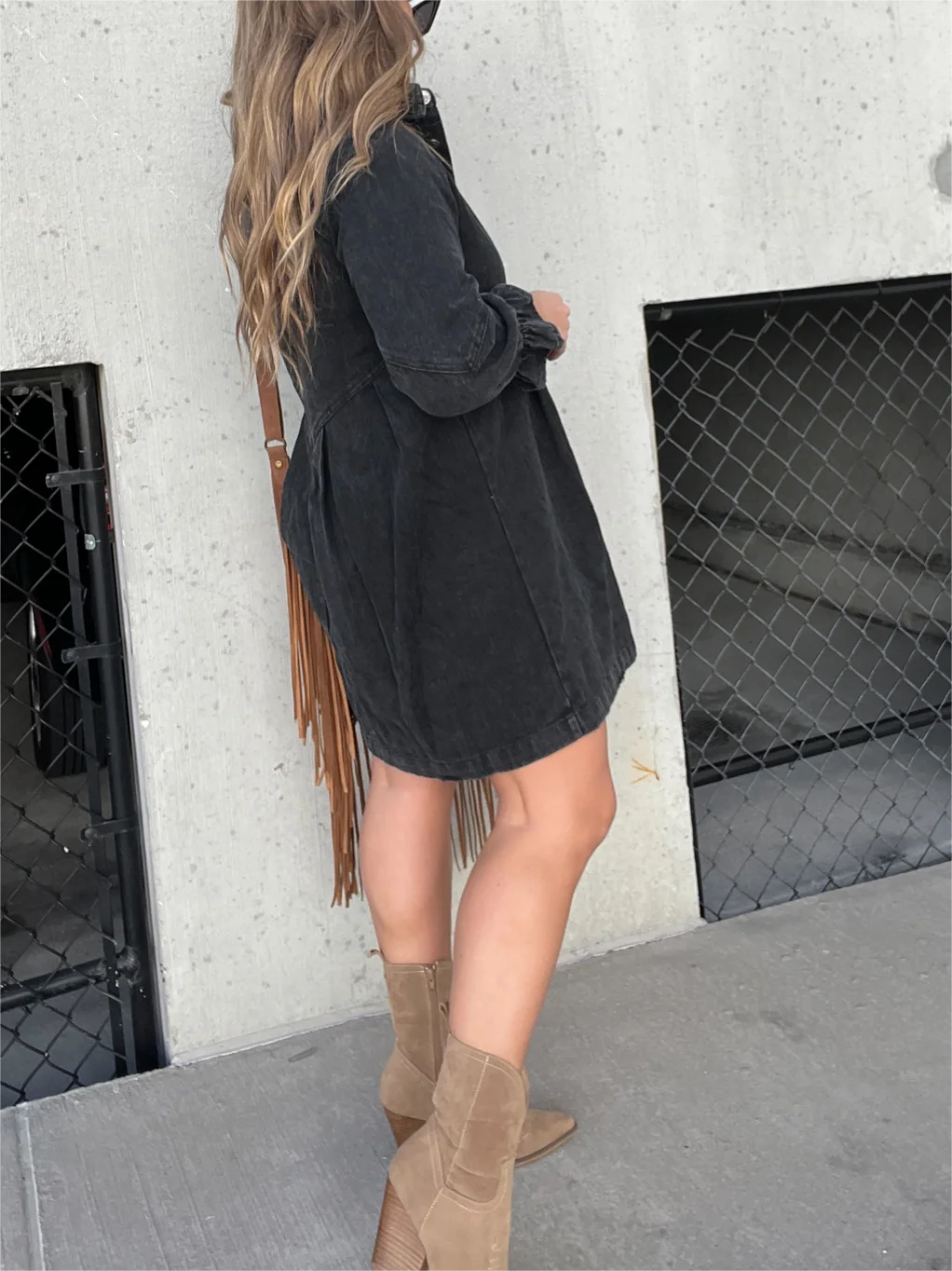 New Washed Denim Puff Sleeve Dress (Buy 2 Free Shipping)