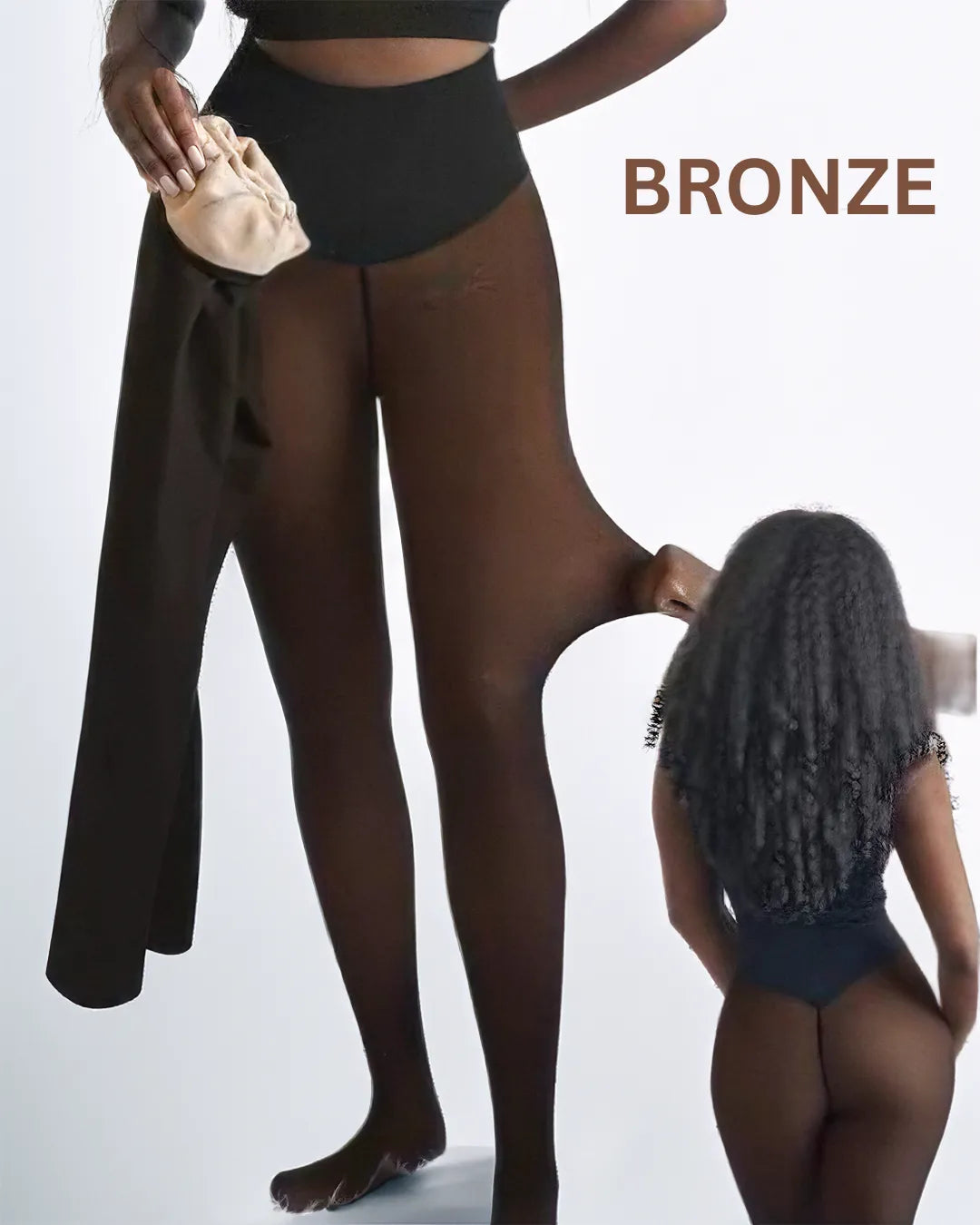Women's Fleece-Lined Faux Sheer Tights – High-Waisted Sculpting