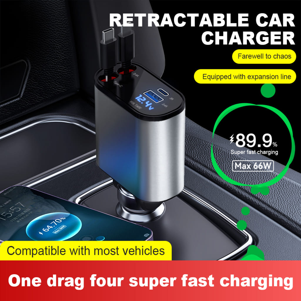 Chargeur de voiture rétractable pour voiture rapide