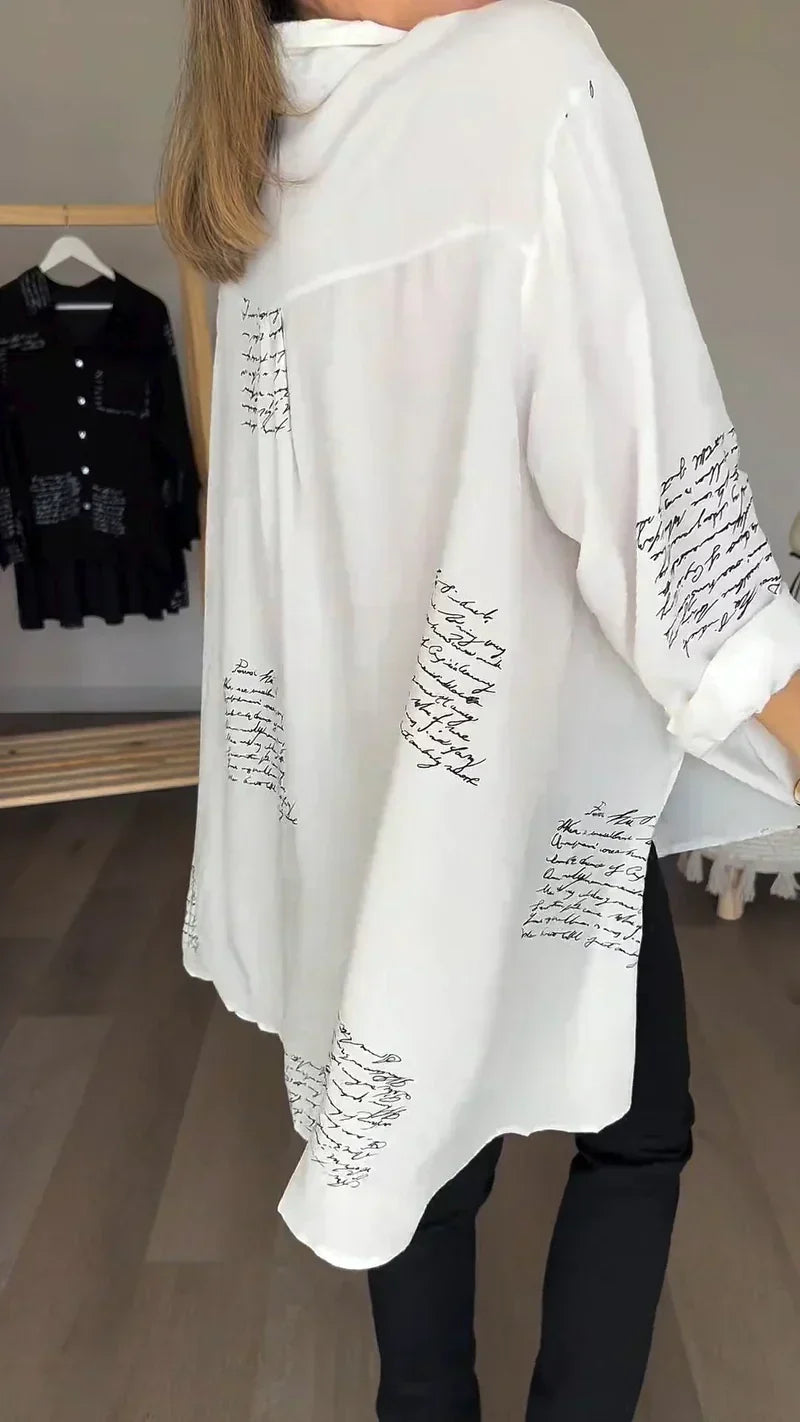 Nouvelle Chemise à Revers Imprimé Lettres Tendance (Achetez 2, Livraison Gratuite)