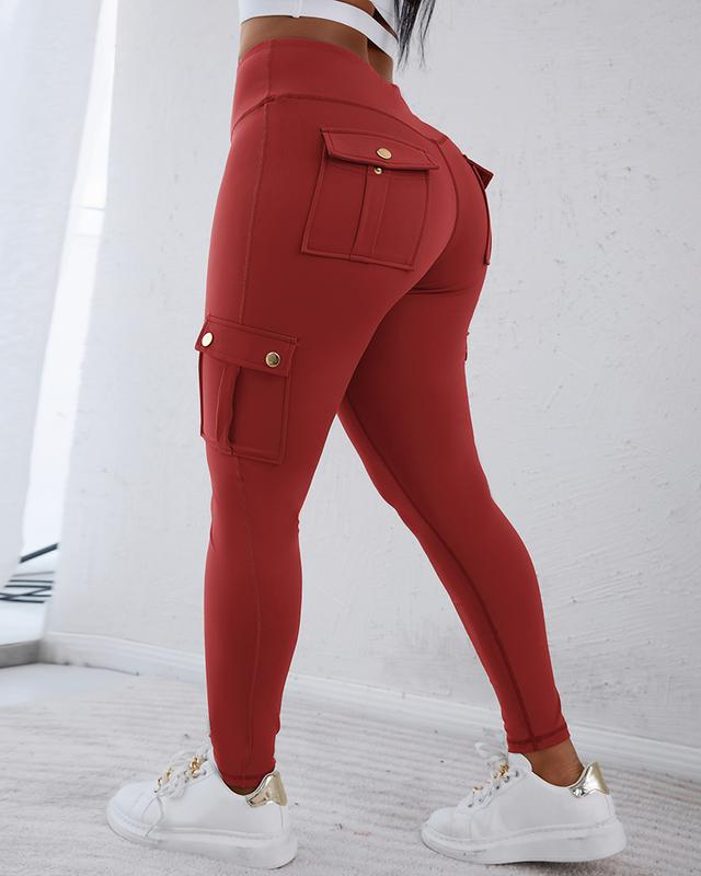 Legging sculptant ChicMe pour femme avec poches à rabat, taille haute, contrôle du ventre, pour l'entraînement et le yoga