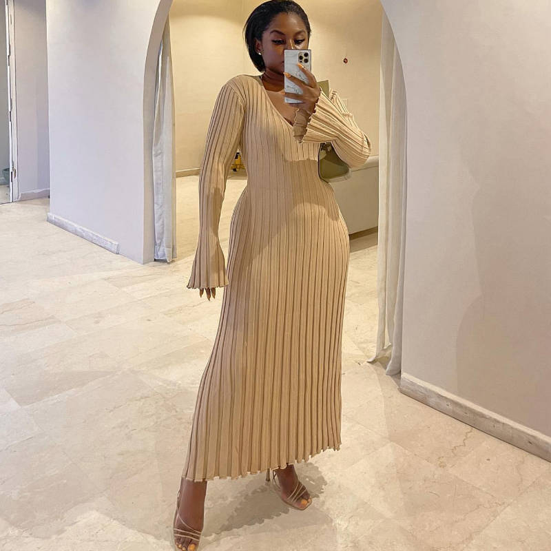Fall New Sleeved Knit Midi Dress (Buy 2 Free Shipping)