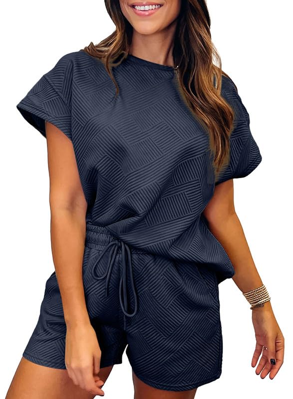 New Women's Solid Textured Drawstring Shorts Set (Buy 2 Free Shipping)