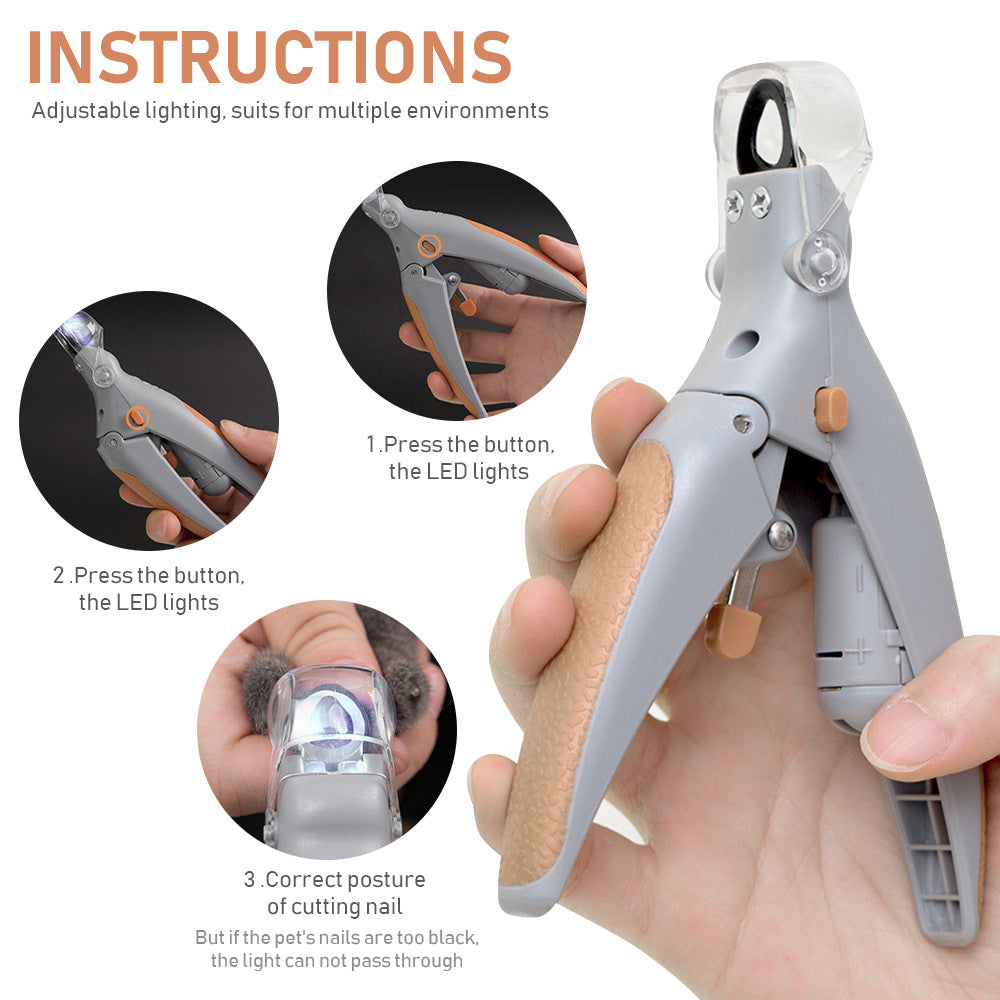 Coupe-griffes pour animaux avec lumière LED, ciseaux à griffes pour chien et chat avec manche antidérapant en acier inoxydable, coupe-griffes anti-saignement pour outils de nettoyage et de toilettage des animaux de compagnie