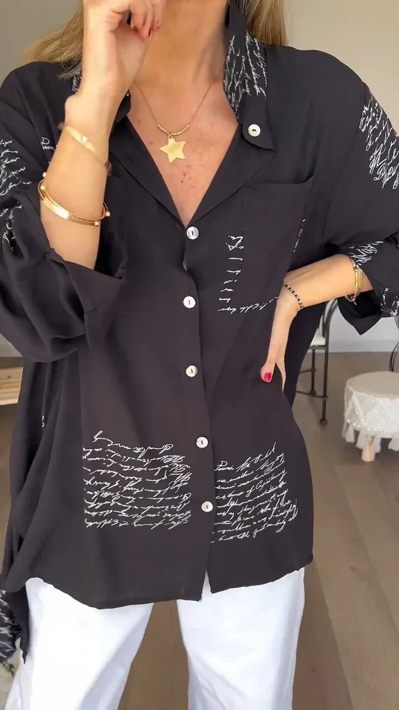Nouvelle Chemise à Revers Imprimé Lettres Tendance (Achetez 2, Livraison Gratuite)
