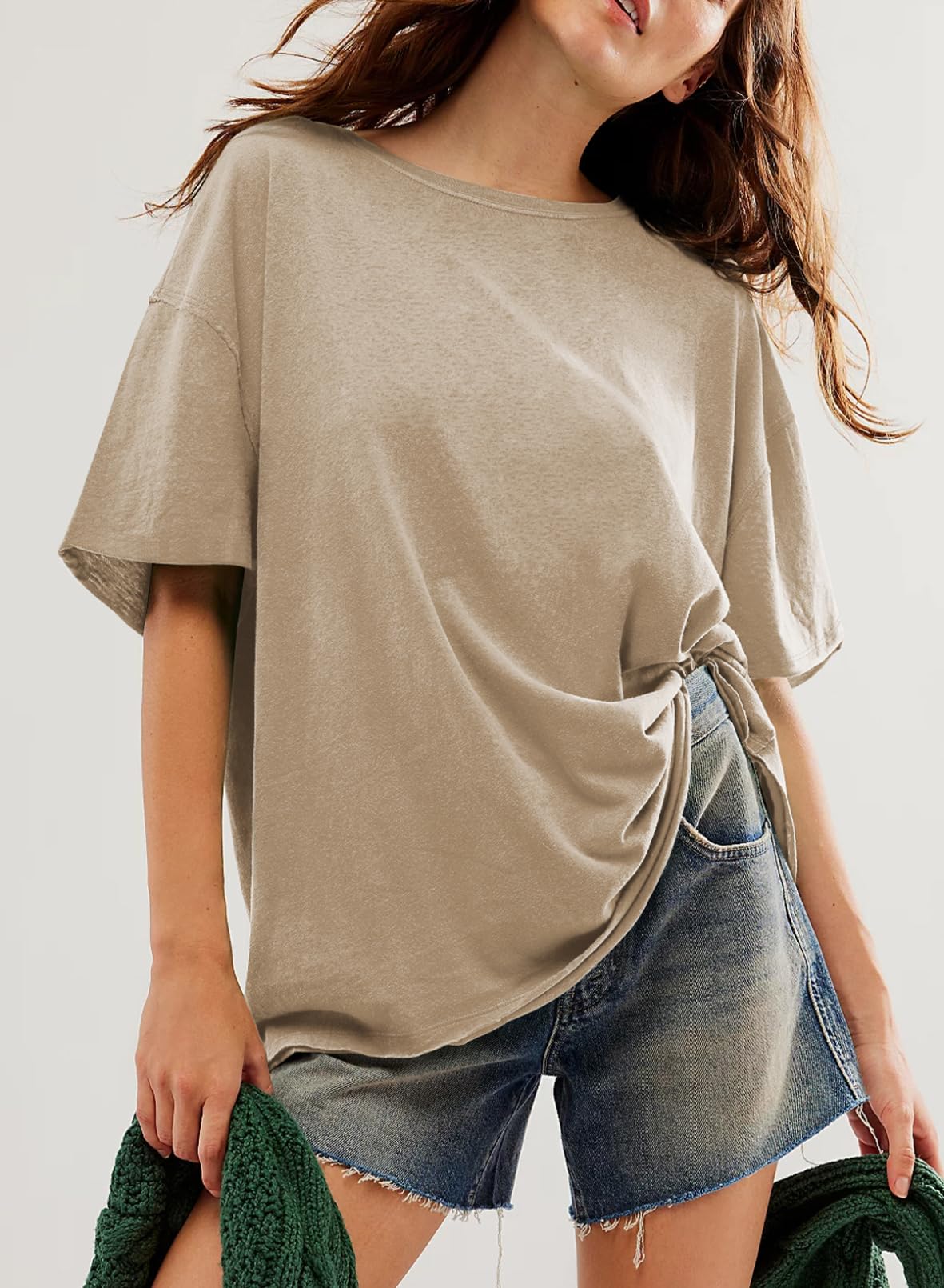 T-shirt uni à col rond et manches courtes pour femme (achetez-en 2, la livraison est offerte)