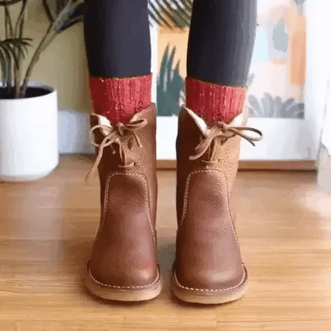 Waterproof Wool Lined Leather Orthopaedic Snow Boots