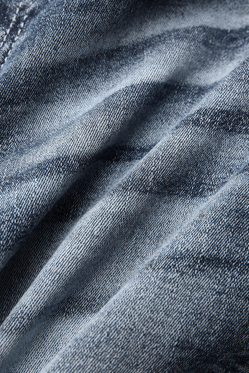 Jeans taille basse style années 90, broderie vintage sur les poches
