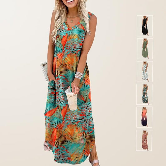 Summer Dresses Maxi Dress Vacation Beach Sundresses with Pockets