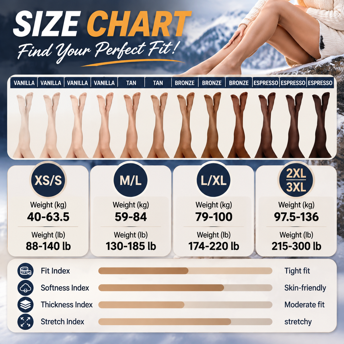 Women's Fleece-Lined Faux Sheer Tights – High-Waisted Sculpting