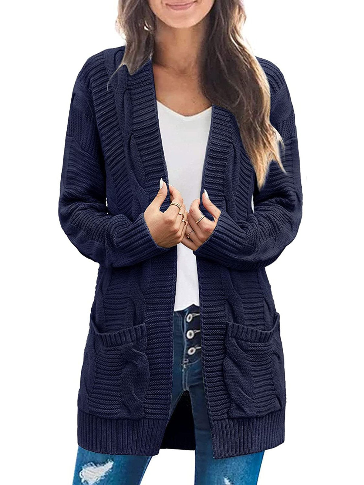 Women's Long Sleeve Cable Knit Cardigan Sweaters