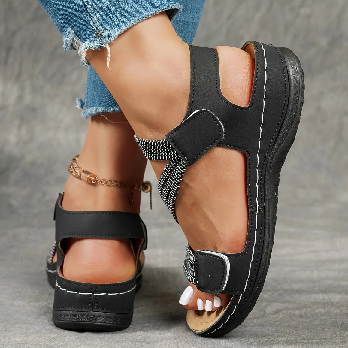 Vintage Leather Fisherman Sandals for Women - Comfortable Closed Toe Summer Walking Shoes