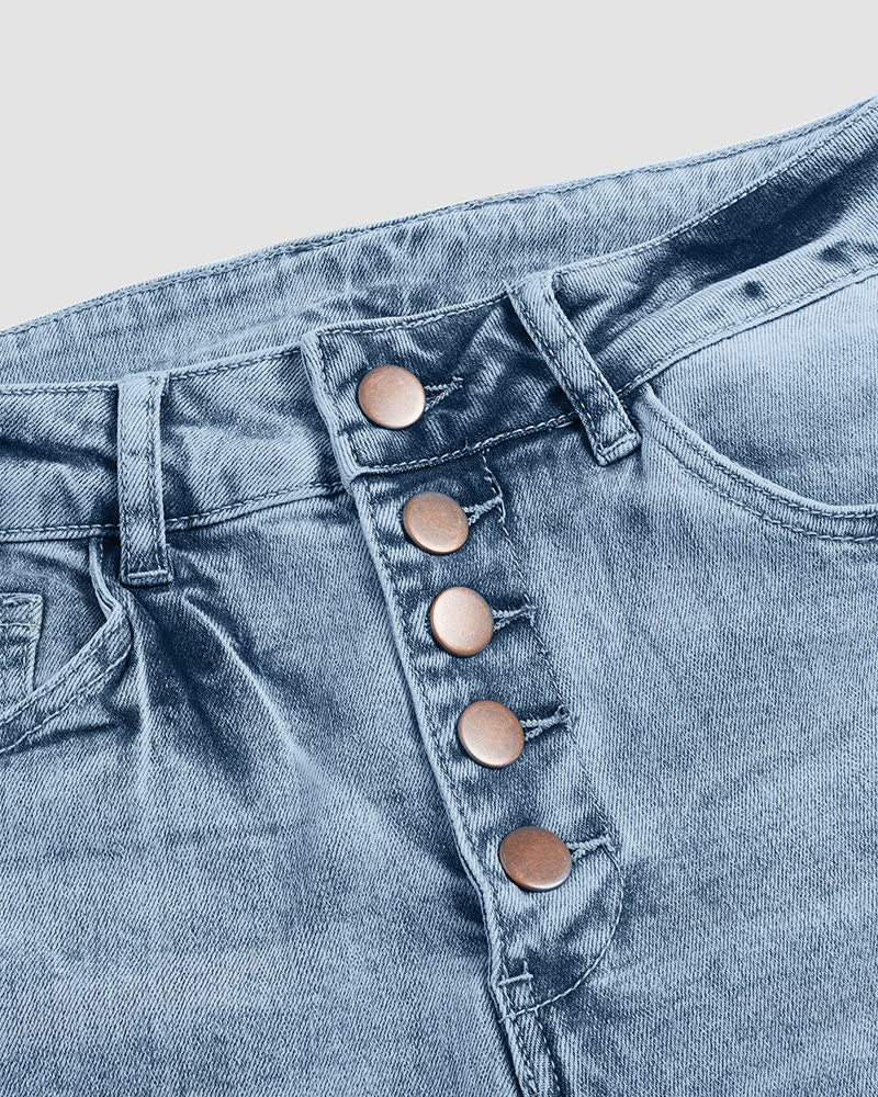 90s Vintage Button Up High Waist Flare Jeans