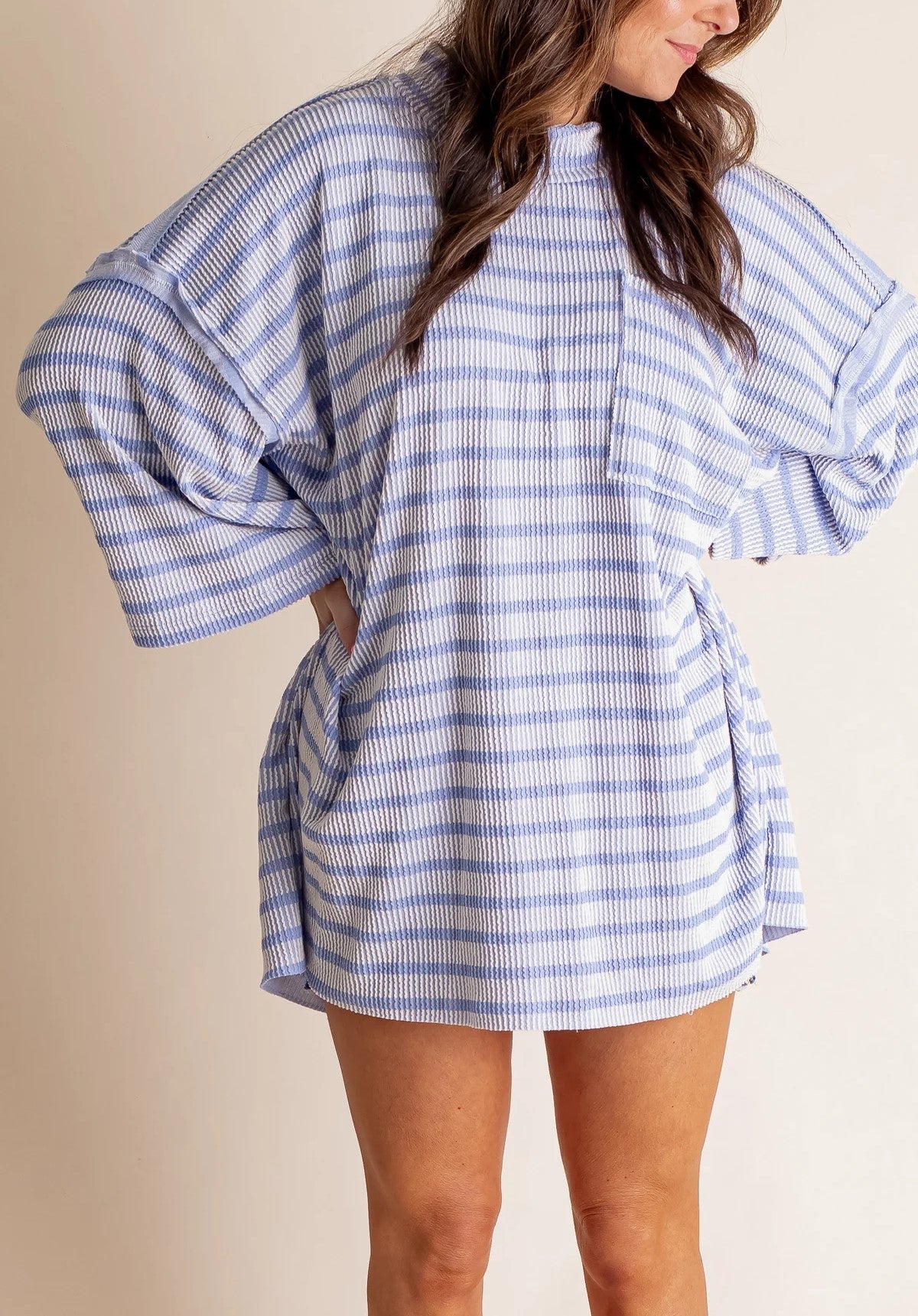 Women's Oversized High Neck Urban Ribbed Striped Top (Buy 2 Free Shipping)