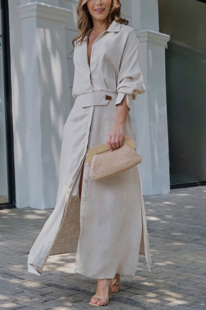 Cotton Linen Maxi Dress – Loose Casual Summer Long Dress