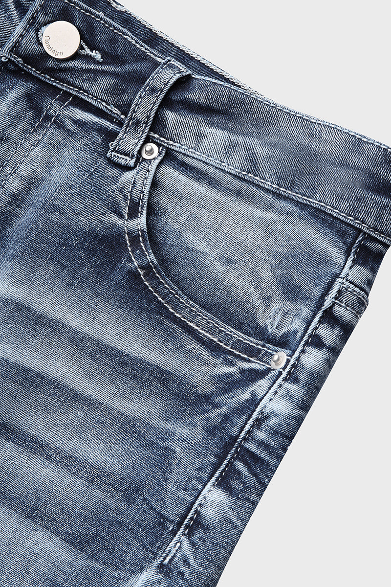 Jeans taille basse style années 90, broderie vintage sur les poches