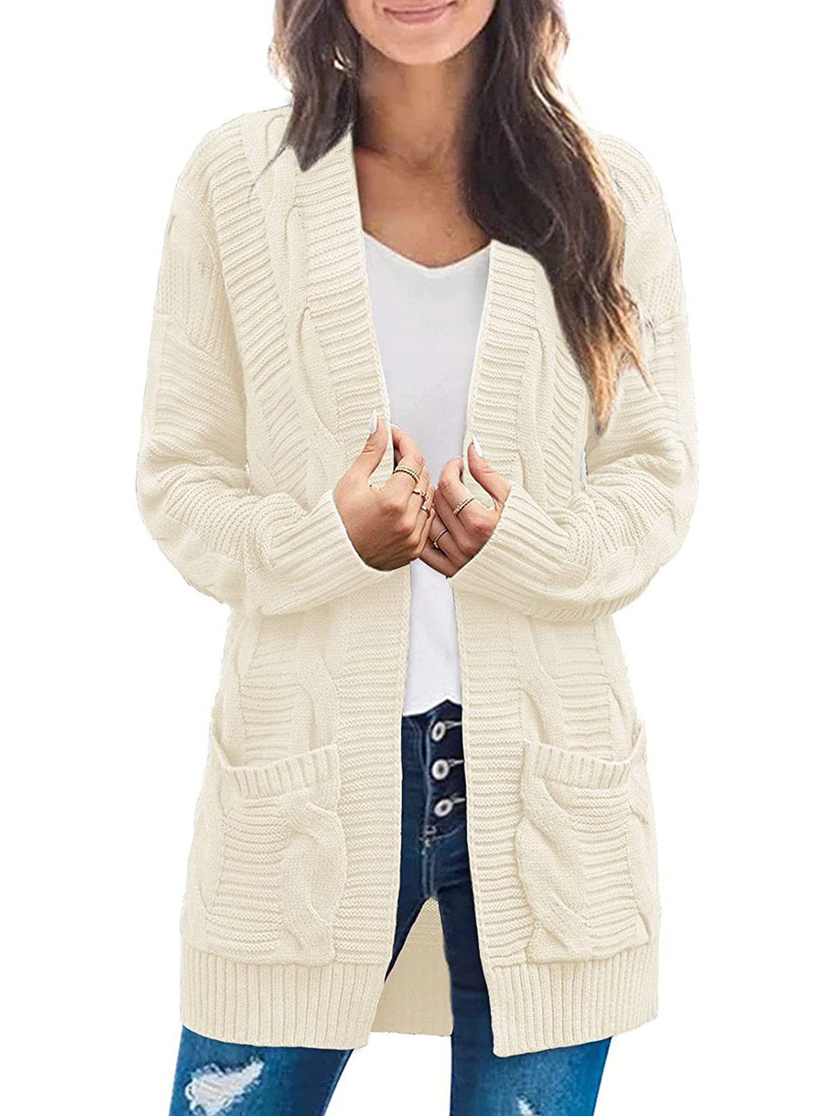 Women's Long Sleeve Cable Knit Cardigan Sweaters