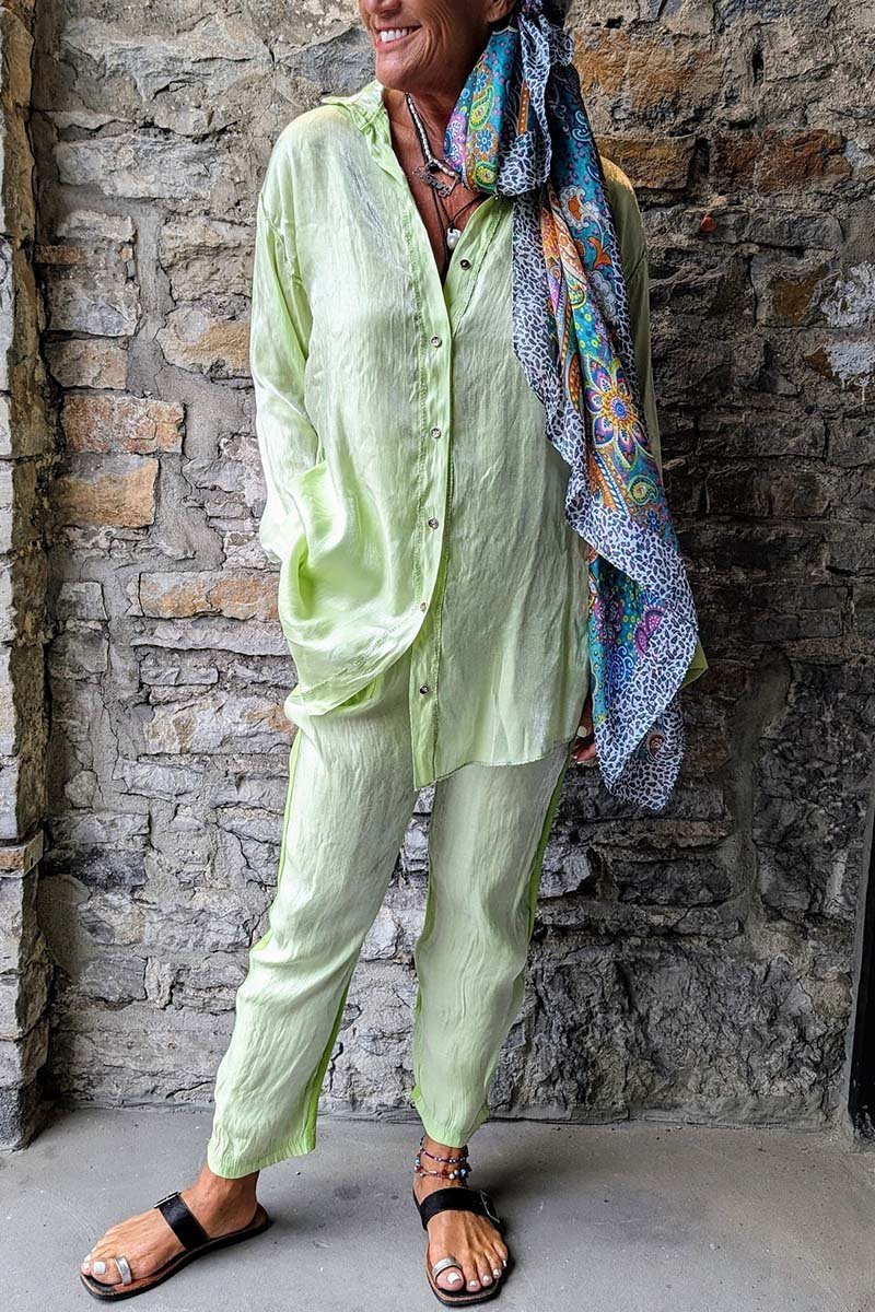 Ensemble décontracté en coton mercerisé de couleur unie pour femme