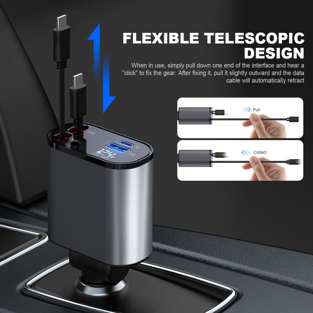 Chargeur de voiture rétractable pour voiture rapide
