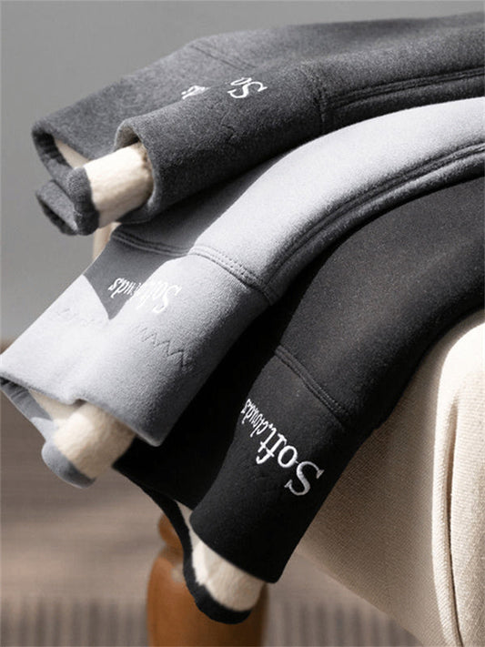 Pantalon d'hiver chaud et décontracté, couleur unie