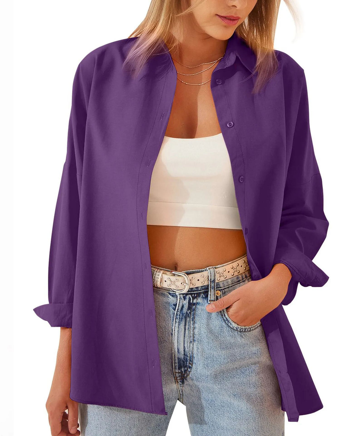 Women's Loose Casual Long Sleeve Shirt Cardigan