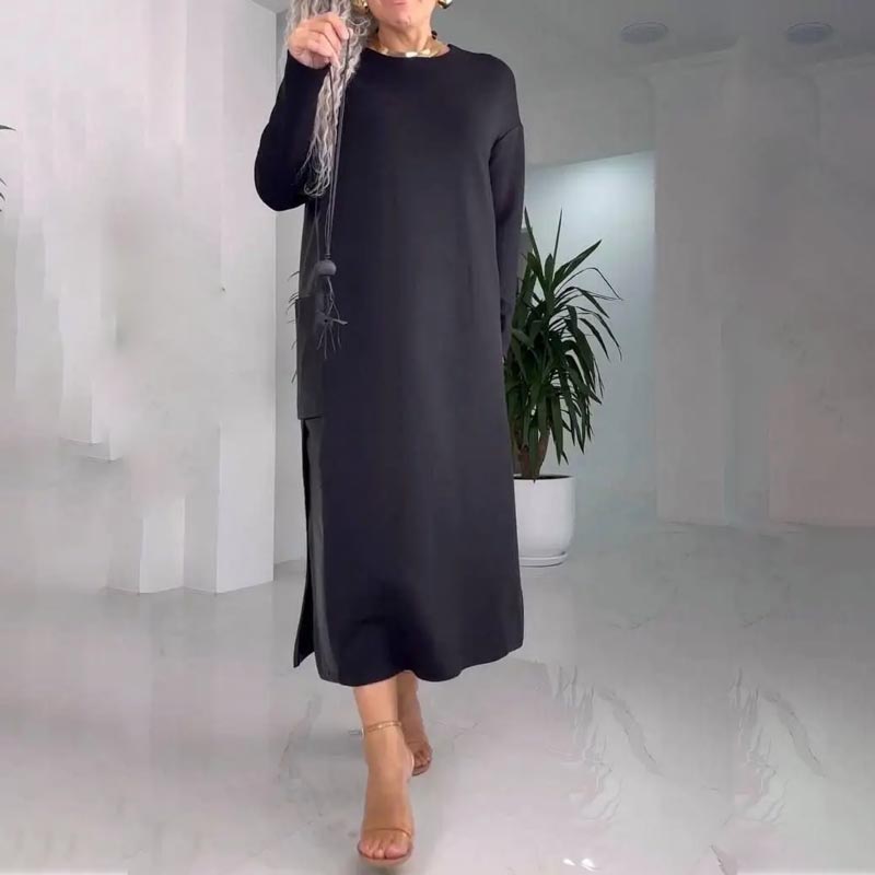 Robe décontractée ample pour femme en patchwork de cuir avec poches